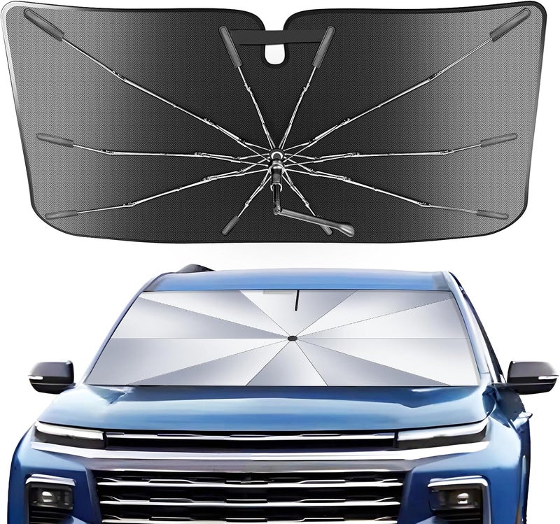 Epltion [Upgrade] Portable for Chevy Tahoe 2015-2025 Windshield Sunshade Umbrella[Military-Grade Sturdy] with Carry Bag, 2 in1 Ice Crystal Durable Compact Shade Umbrella UPF50+ Front Window Outdoor Camping - Image 1
